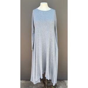 Agnes & Dora Gray Long Sleeve Pocket Midi Dress M/L Heathered Knit Fit Flare USA